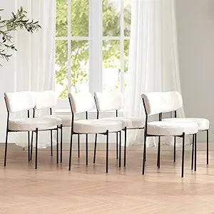 Mid Century Modern Dining Chair with Curved Upholstered