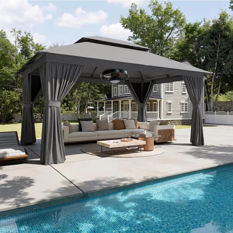 Heavy Duty Metal Frame Canopy with Double Roofs