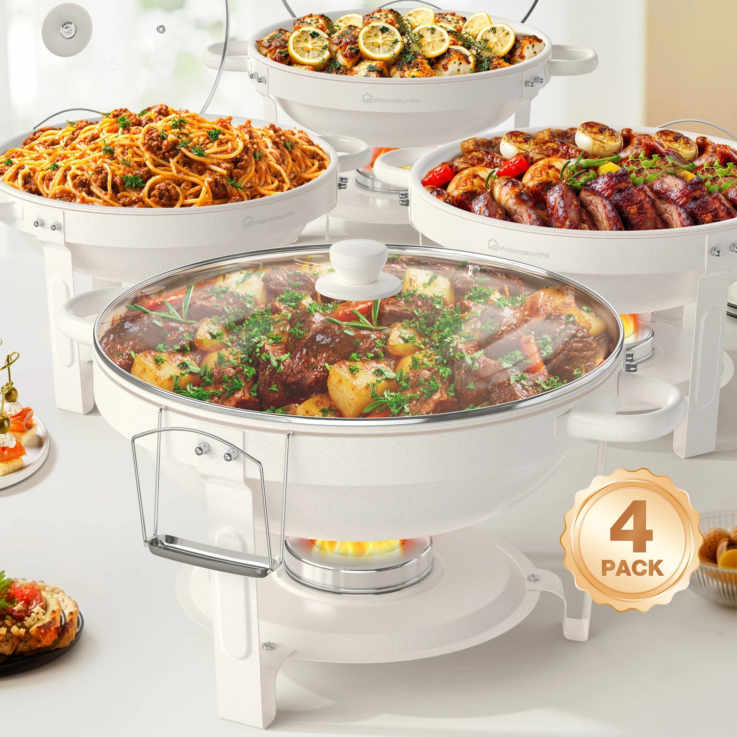 Fully Coated Round Chafing Dishes Buffet Set