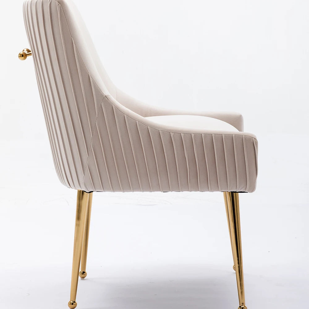 Modern Glam Vanity Buckle Pleated Velvet Dining Chair