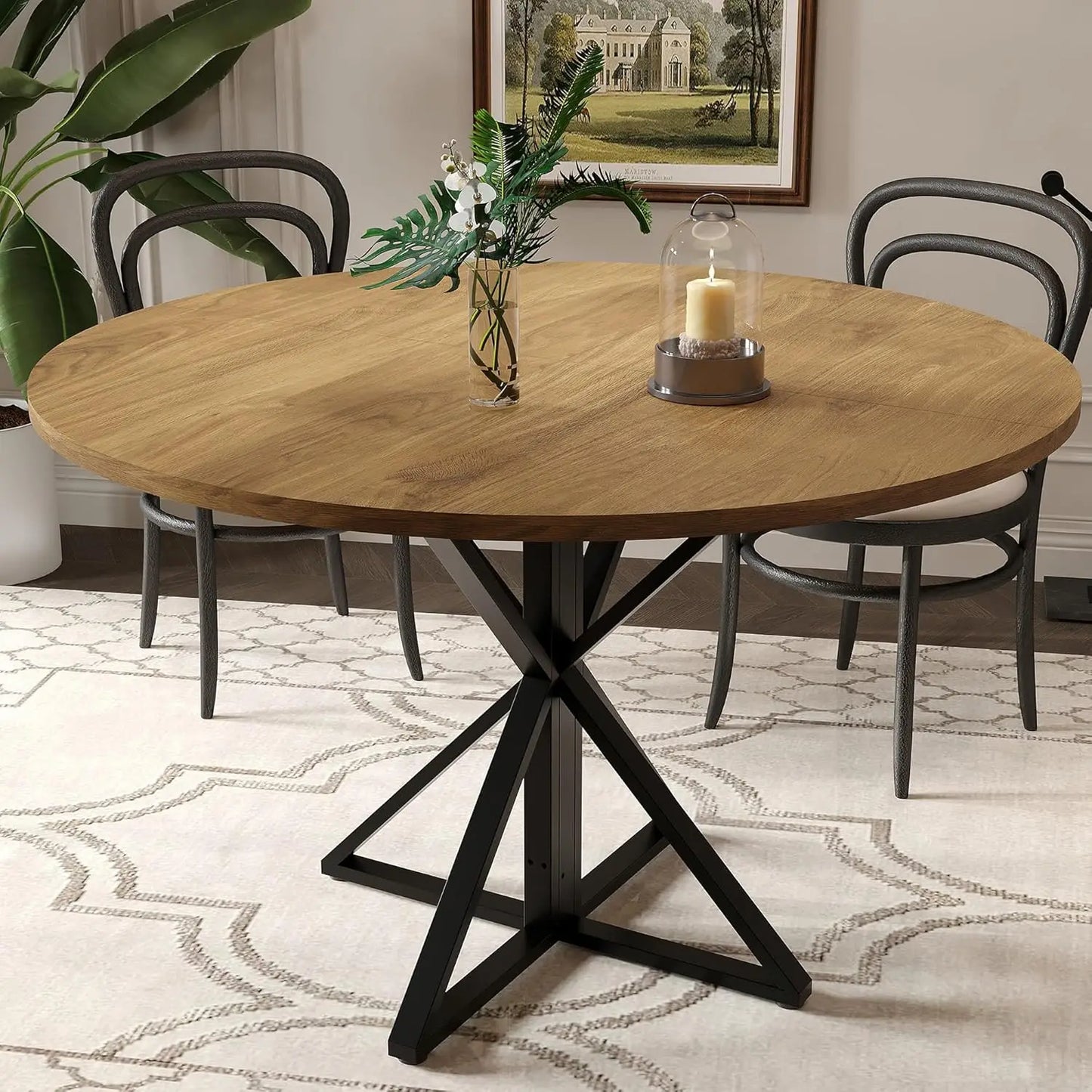 Heavy-Duty Metal Pedestal Dinner Table