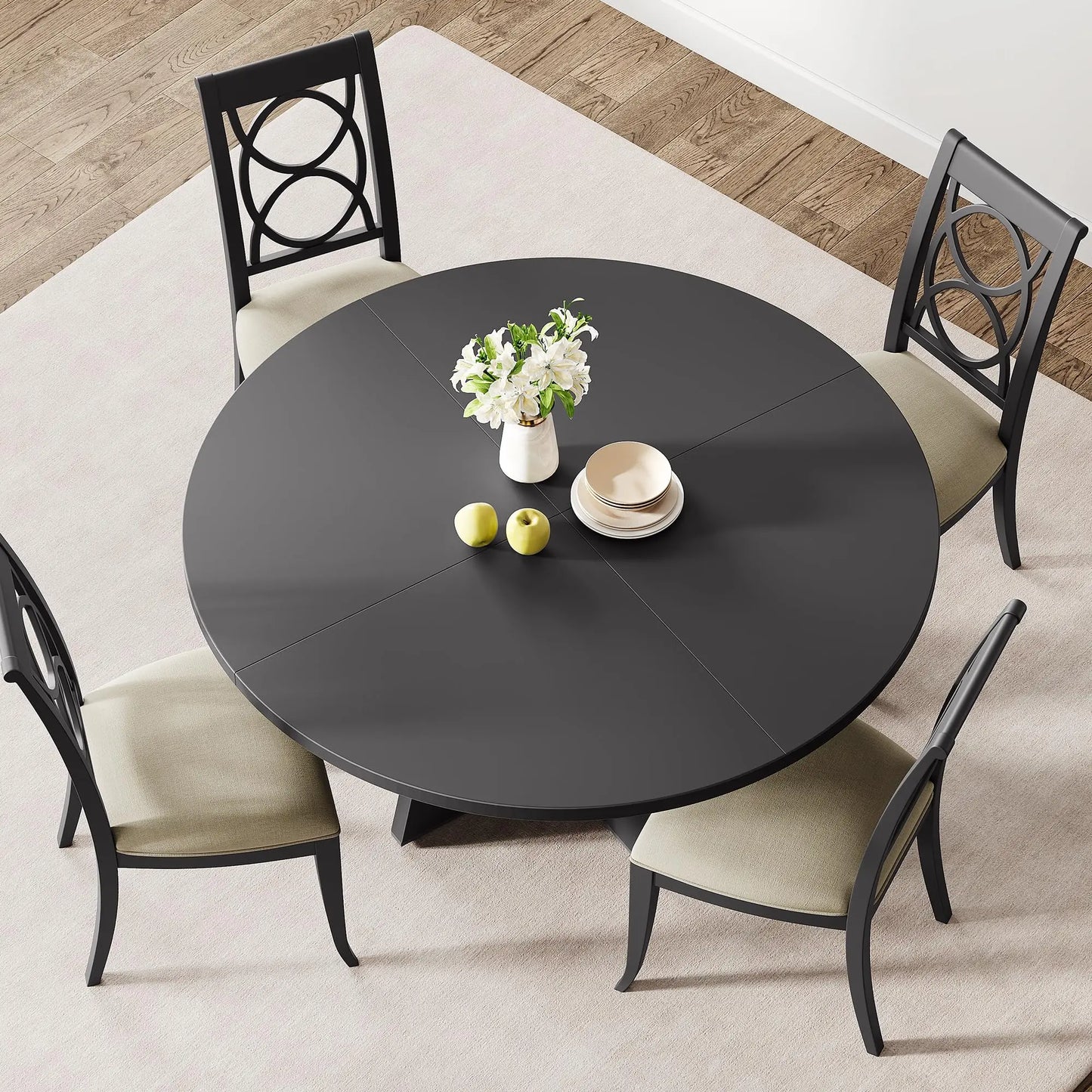 Farmhouse Large Wooden Round Dining Table