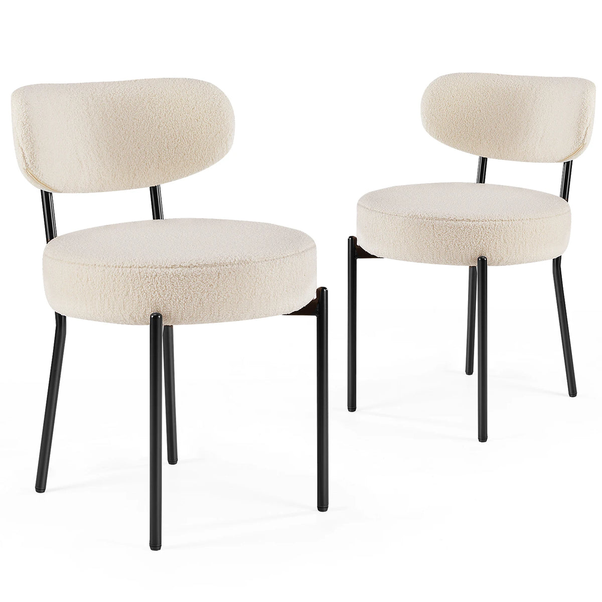 Ergonomic Plush Fabric Round Dining Chairs