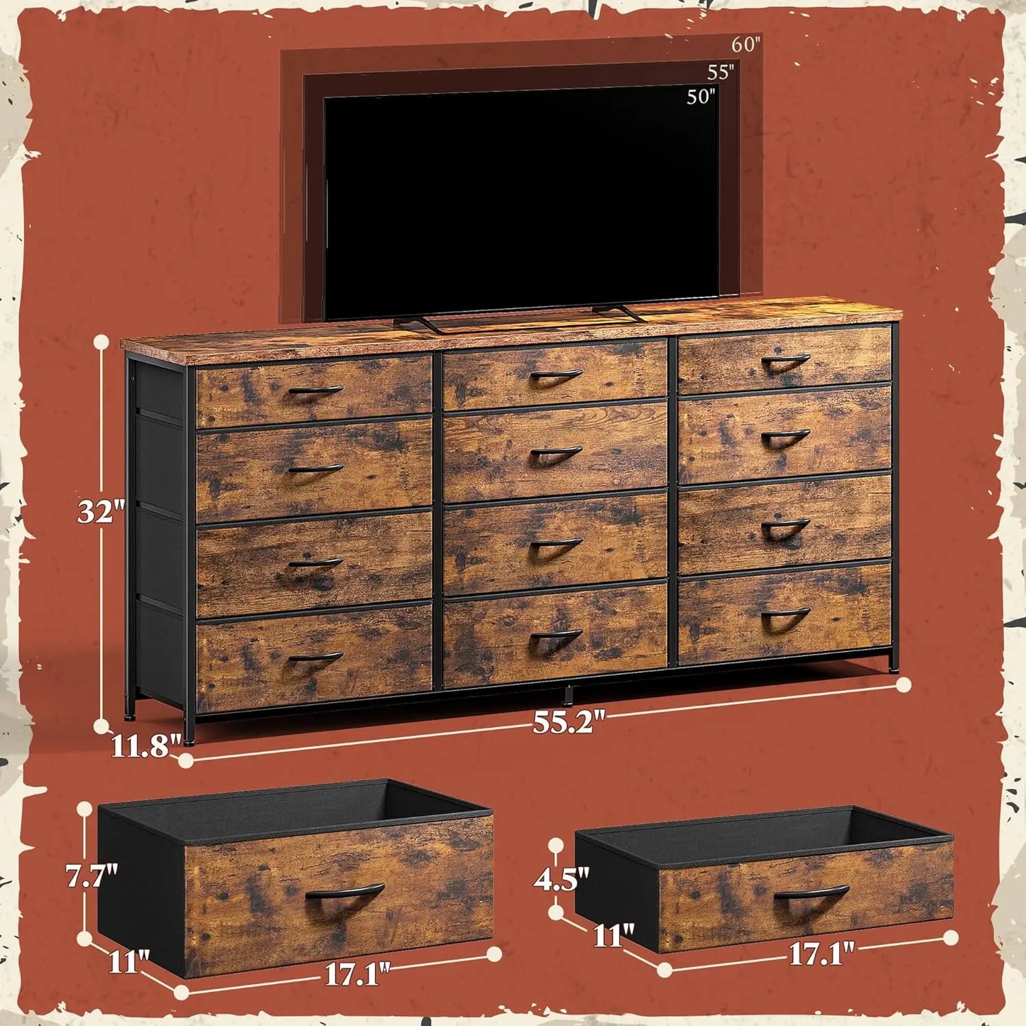 Dresser with Entertainment Center Up To 60" Inch TV