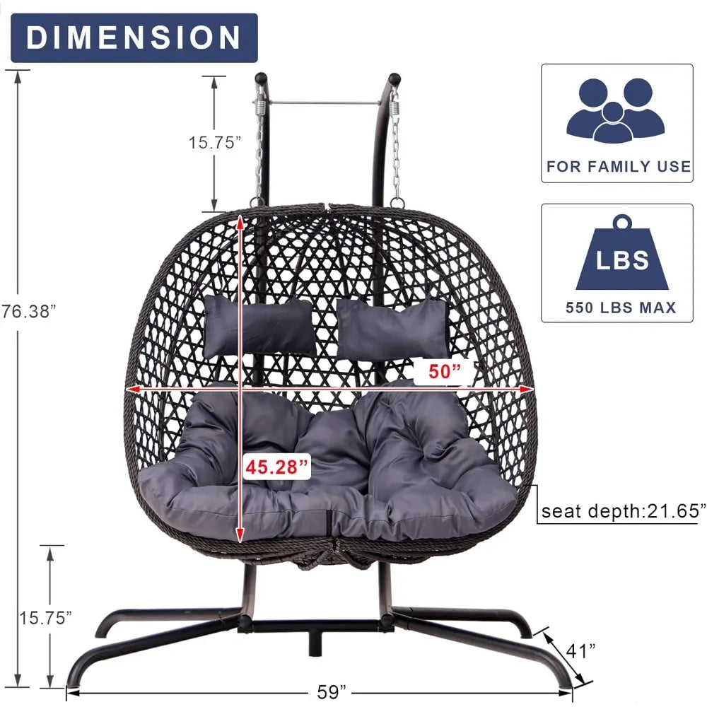 Double Swing Egg Chair with Stand