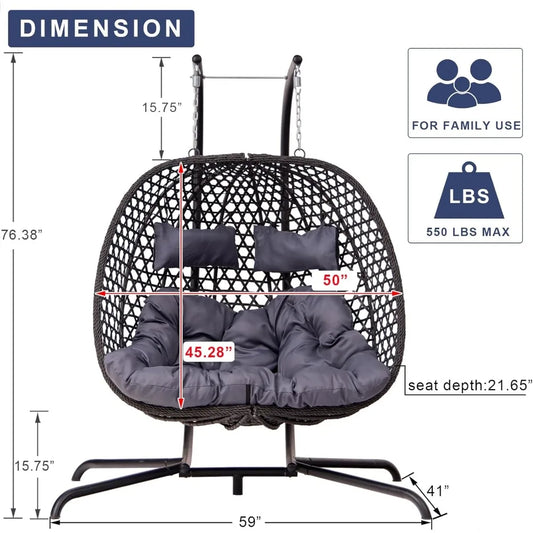 Double Swing Egg Chair with Stand