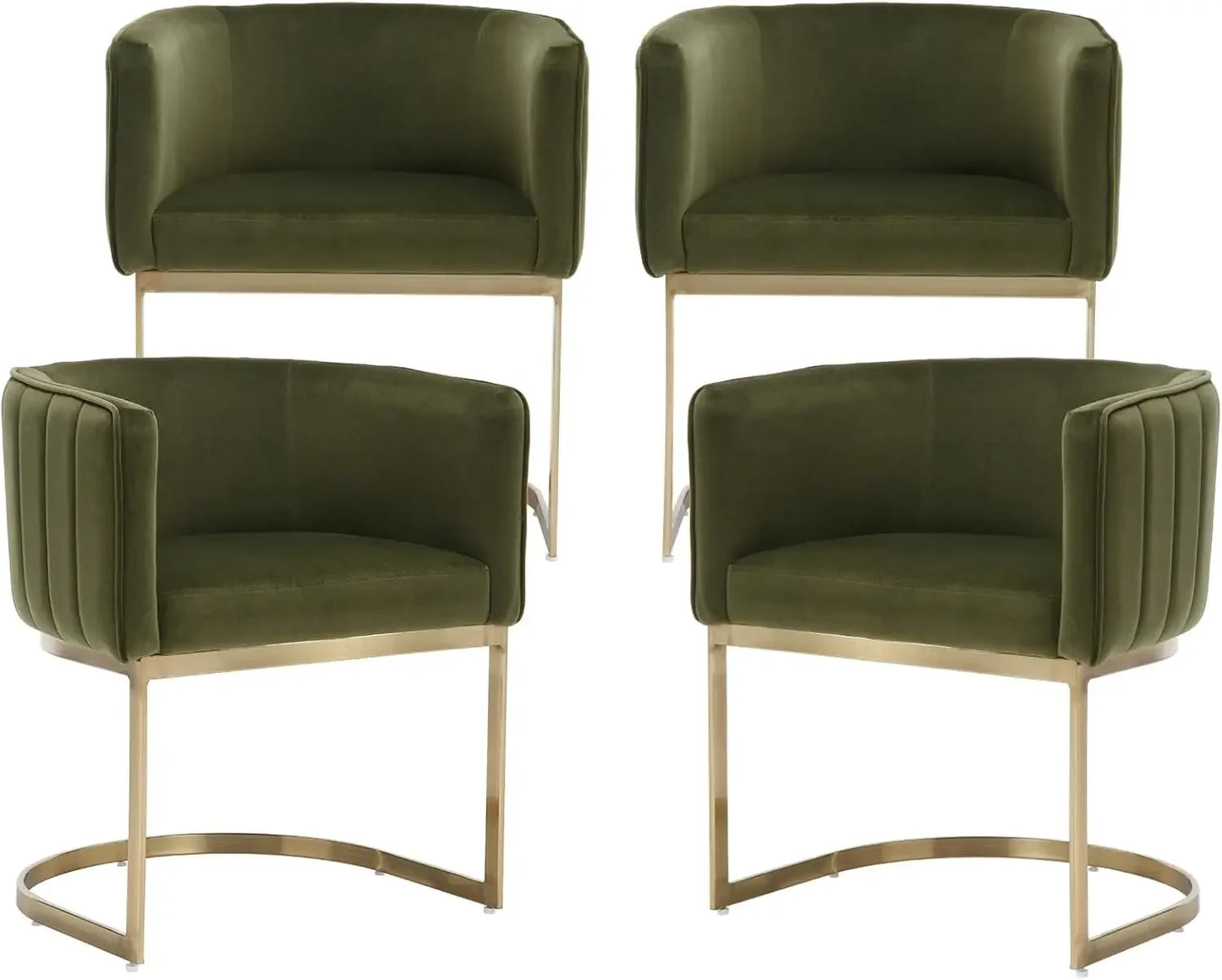 Velvet with Metal Frame Comfy Upholstered Side Barrel Chairs