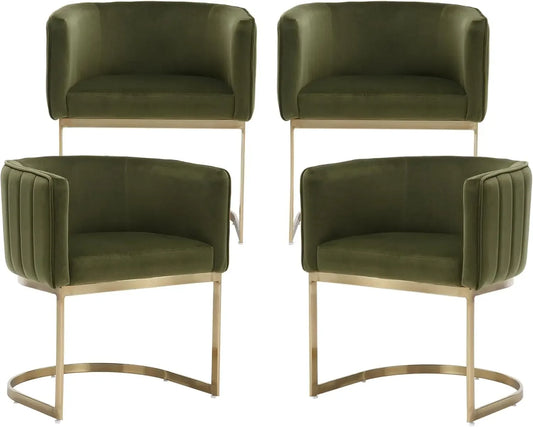 Velvet with Metal Frame Comfy Upholstered Side Barrel Chairs