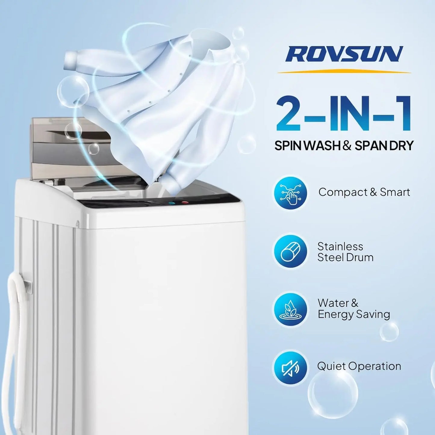 Full-Automatic Portable Washer with Stainless Steel Drum