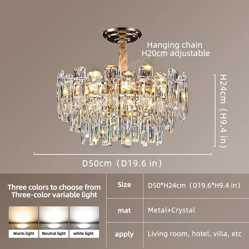 Modern Led Ceiling Hanging Crystal Chandelier