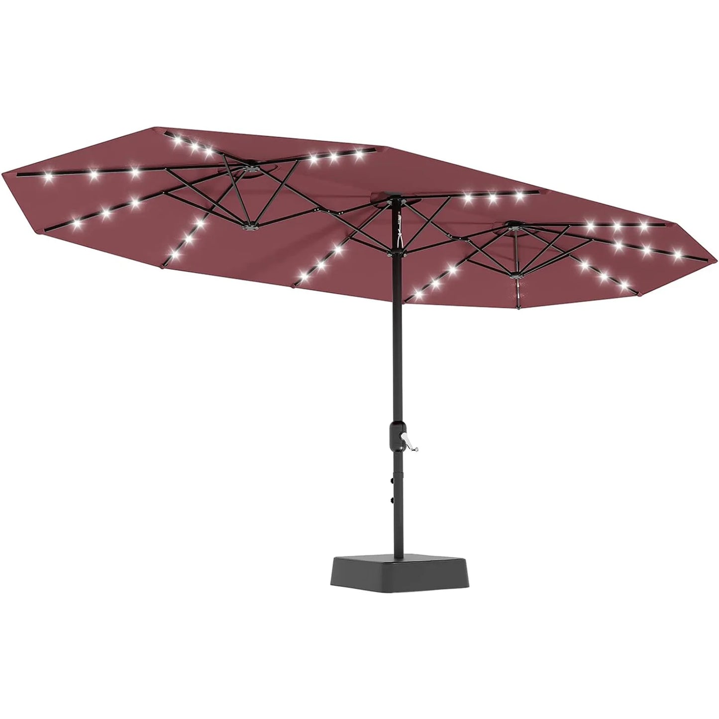 Outdoor Patio Umbrella With Solar LED Lights & Base