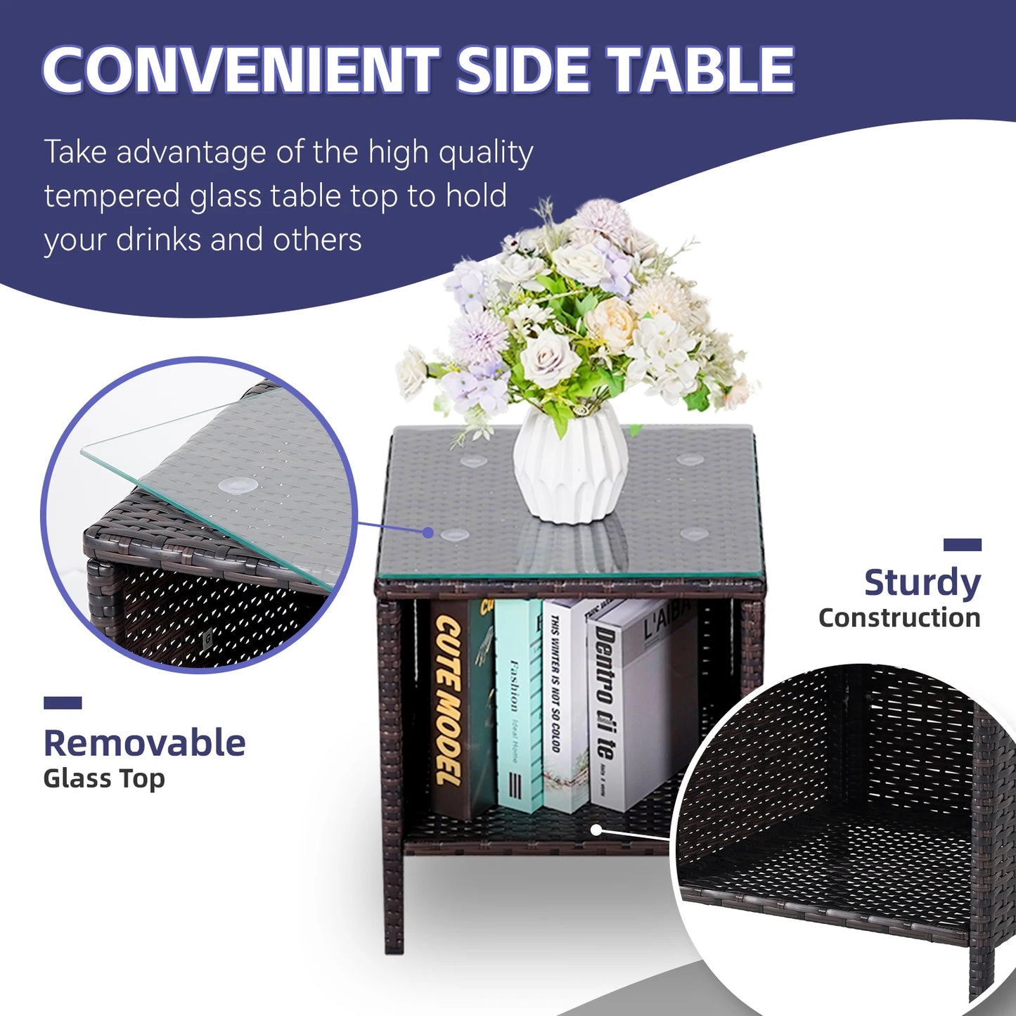 3-Piece Bistro Set Outdoor Patio Furniture