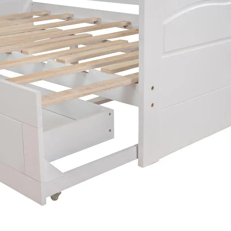 Wooden Daybed with Trundle and 2 Storage Drawers
