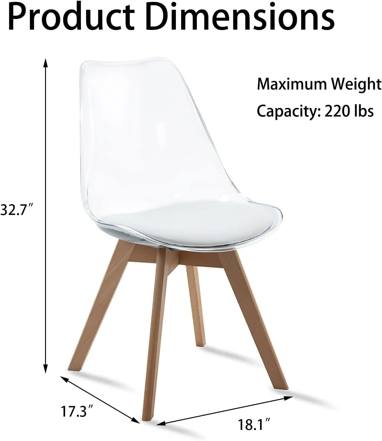 Modern Acrylic Accent Chair with PU Leather Cushions Seat and Wood Legs (Chairs Only)