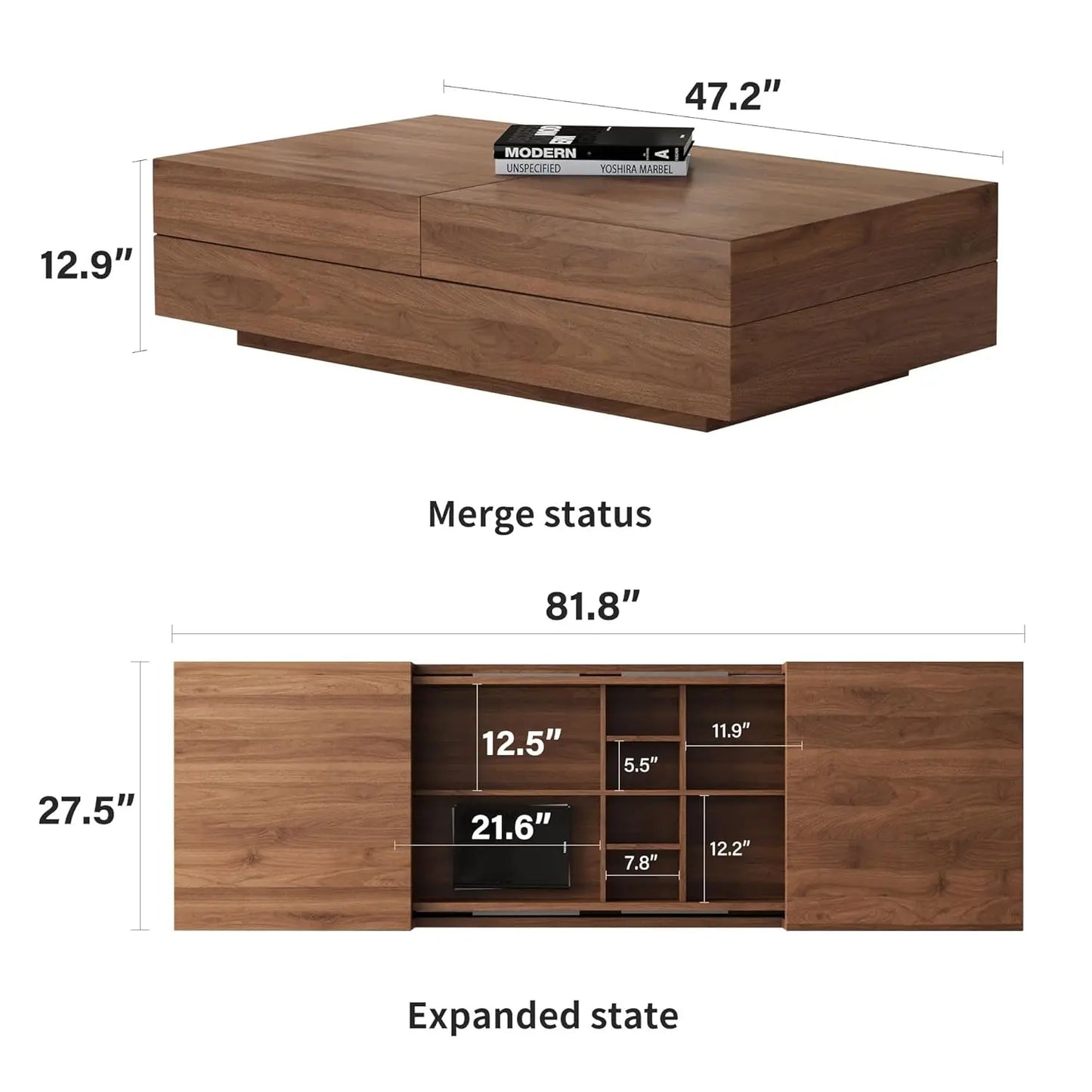 Mid-Century Modern Expandable Coffee Table