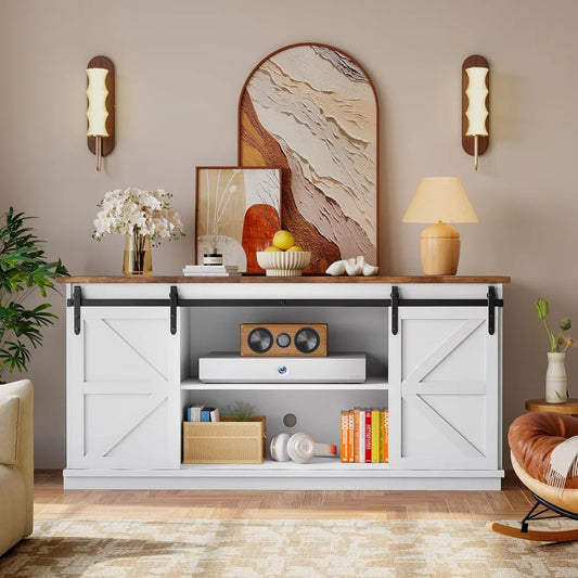 TV Stand Console Table with Sliding Barn Doors