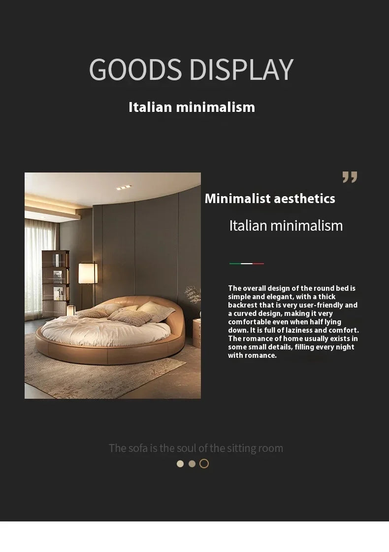 Light Luxury Cream Italian Minimalist Aesthetics Round Bed
