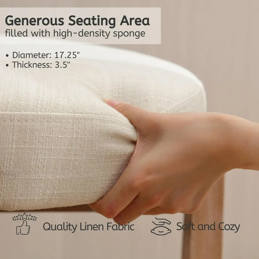 Mid Century Style Linen Upholstered Counter Stools