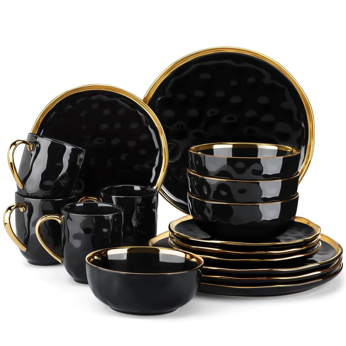 Porcelain Dinnerware Set with Gold Trim