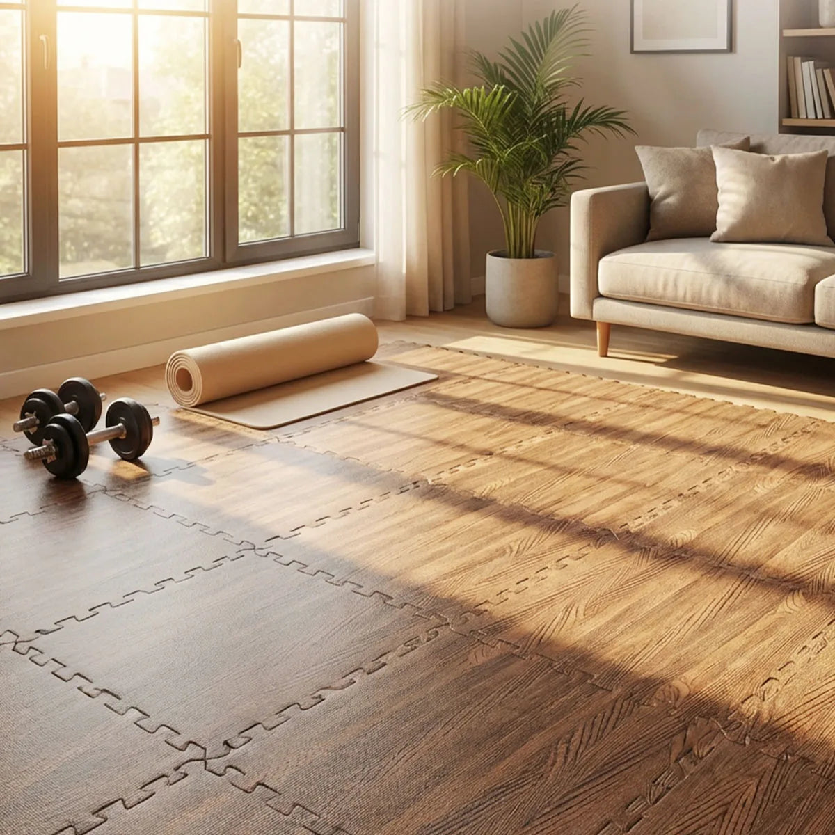 Wood Grain Interlocking Foam Floor Tiles