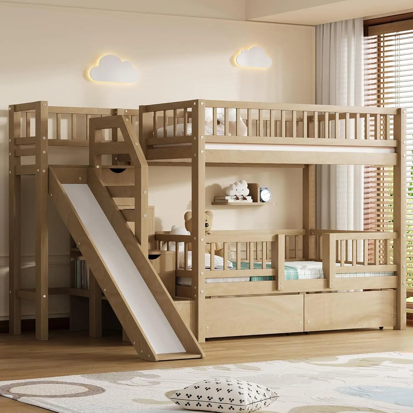 Twin Over Twin Bunk Bed with Slide