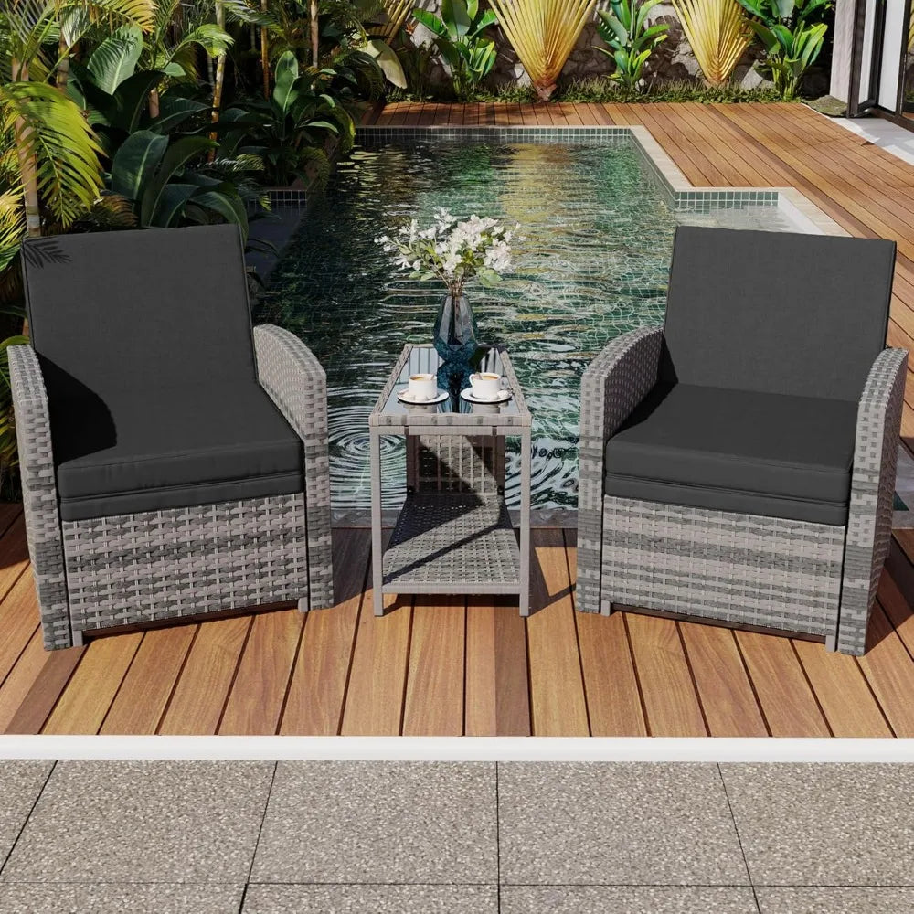 Outdoor Patio Furniture Set with Ottomans and Coffee Table