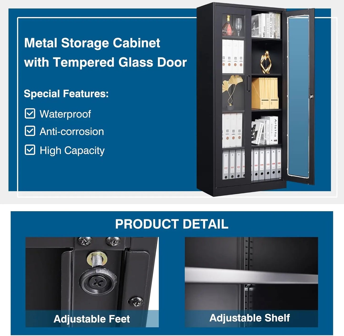 Display Cabinet with Locking Glass Doors Display Case