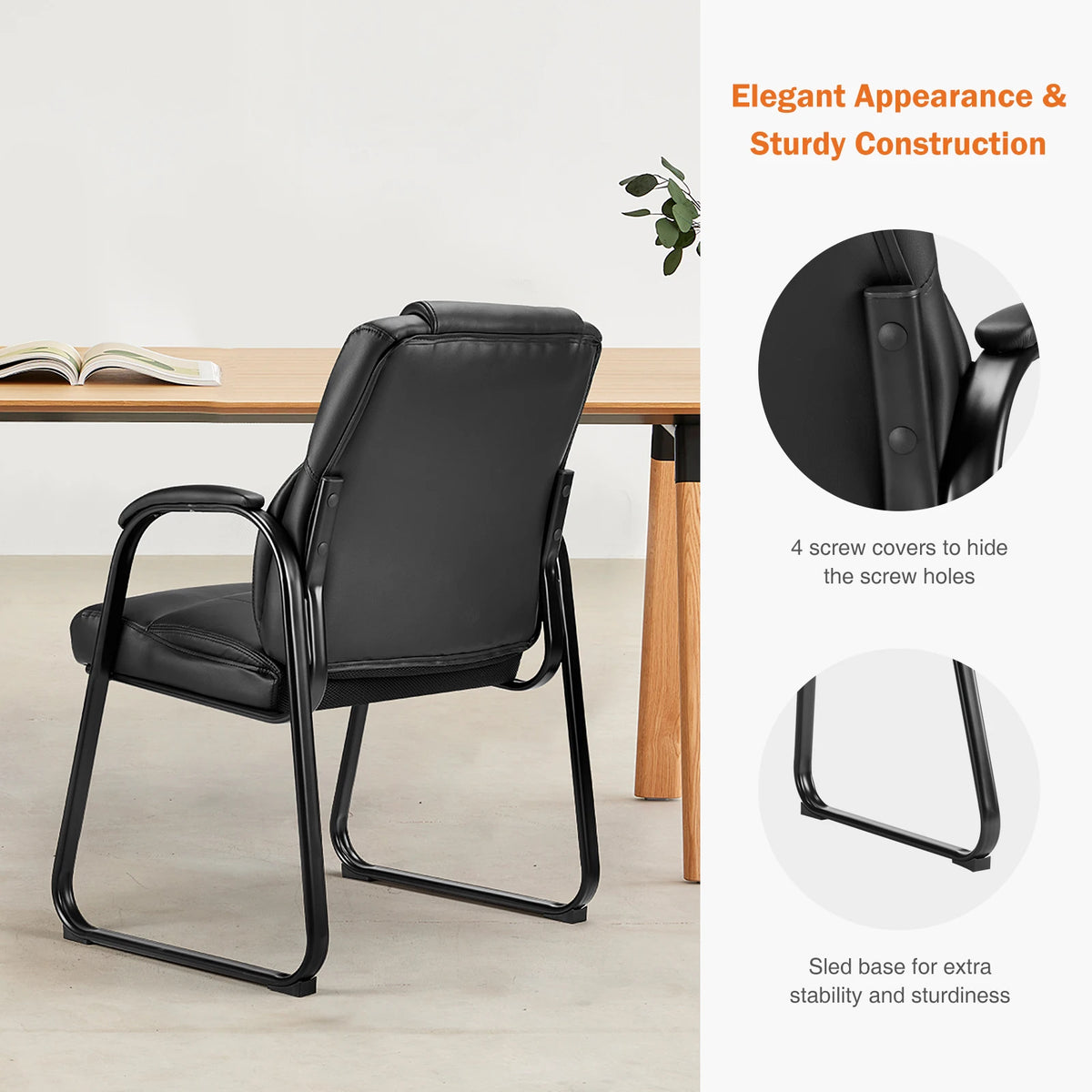 Padded Backrest Chair Waterproof PU Leather Seat