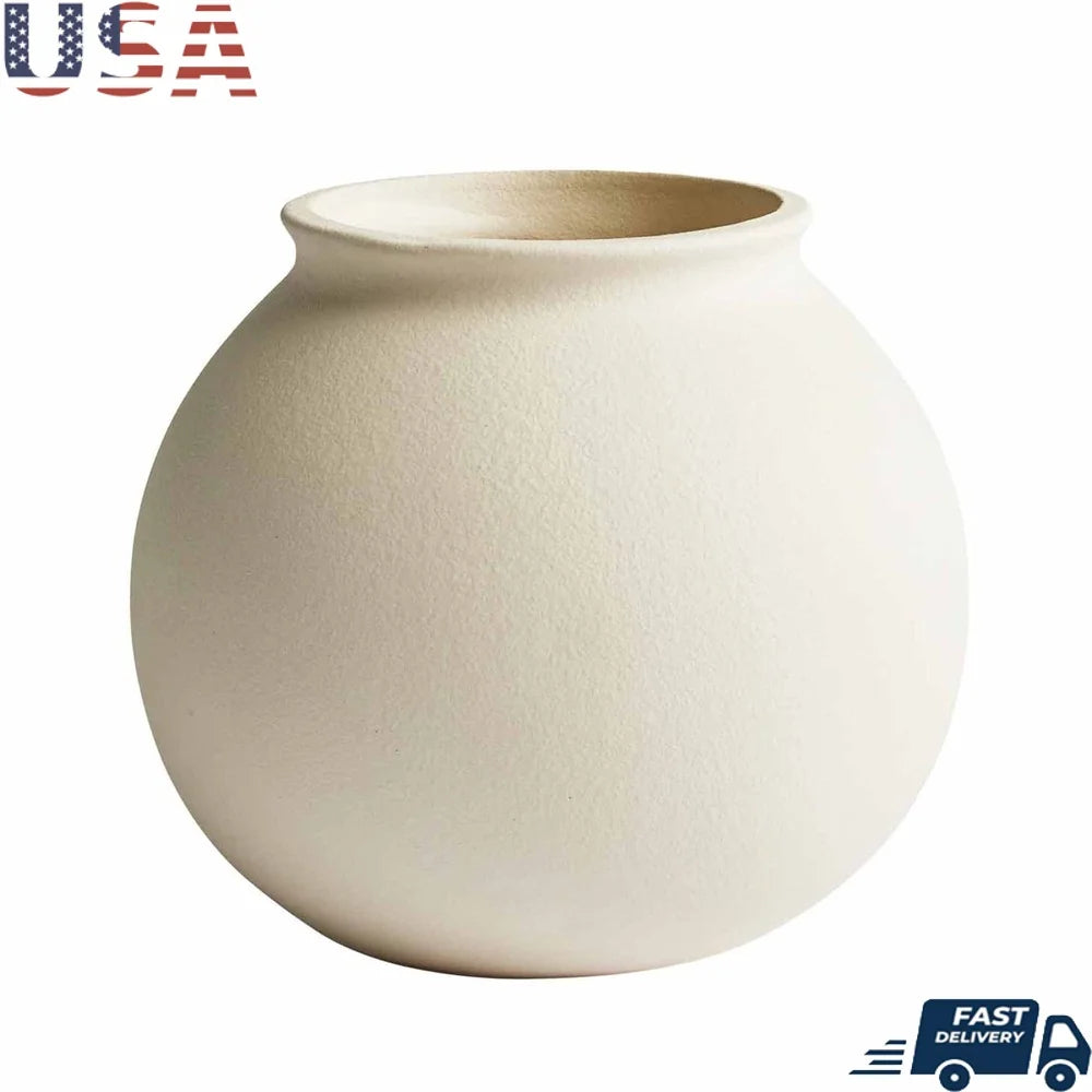 Ceramic Round Vase Decorative Indoor Floral Display Elegant Centerpiece
