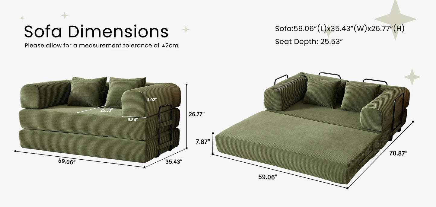 Boneless Couch Foldable Convertible Futon Sleeper Sofa Bed