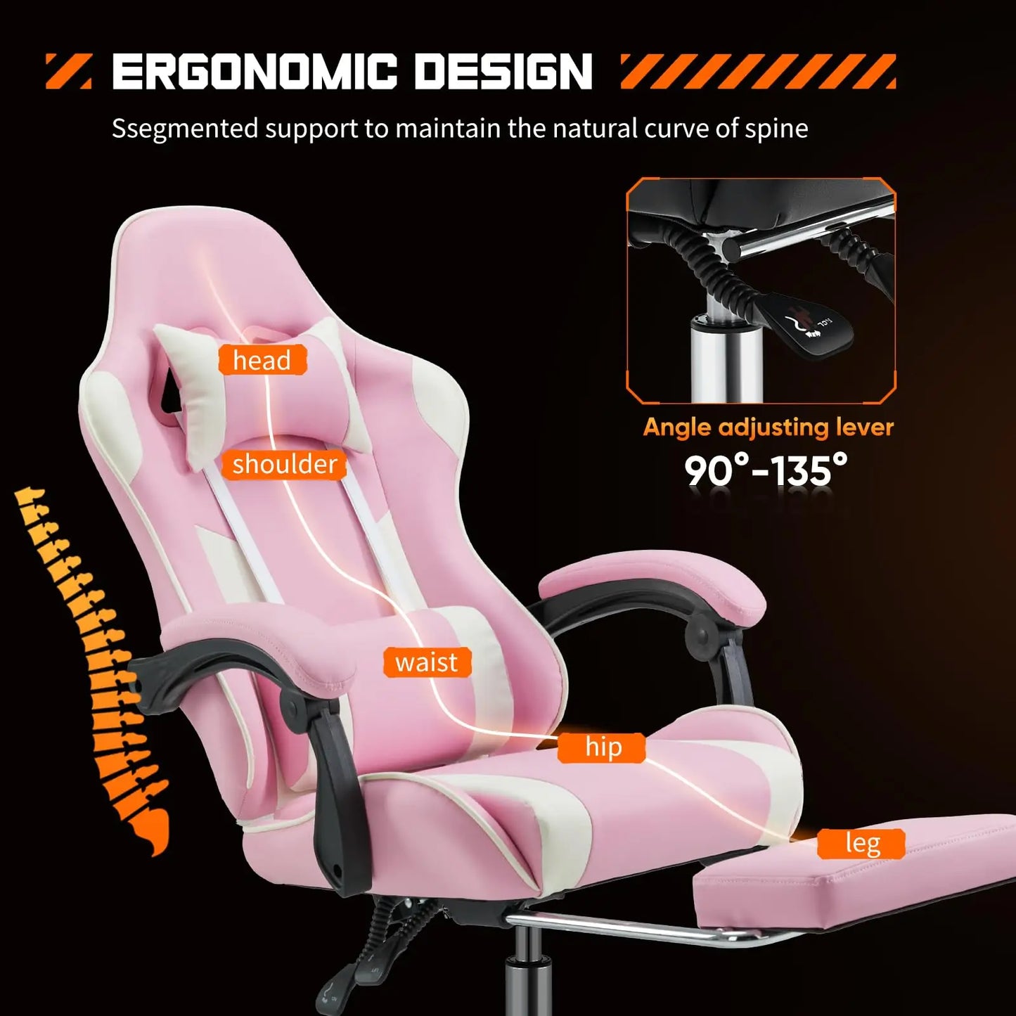 Ergonomic Office Chair with Footrest and Lumbar Support Height