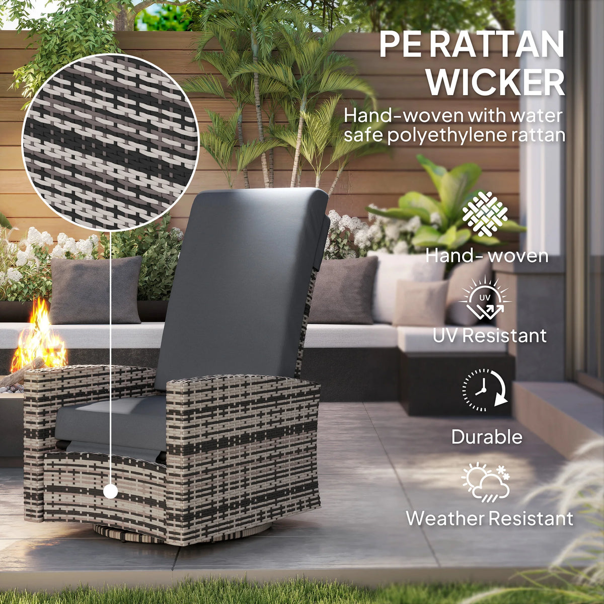 Outdoor Patio Cushioned Recliner