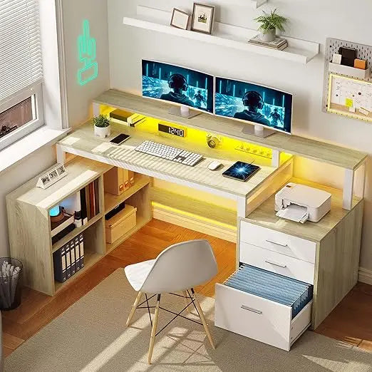 L Shaped Desk with Drawers
