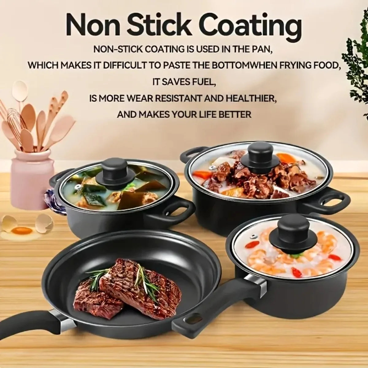 Nonstick Pots and Pans with Utensils Cookware Set