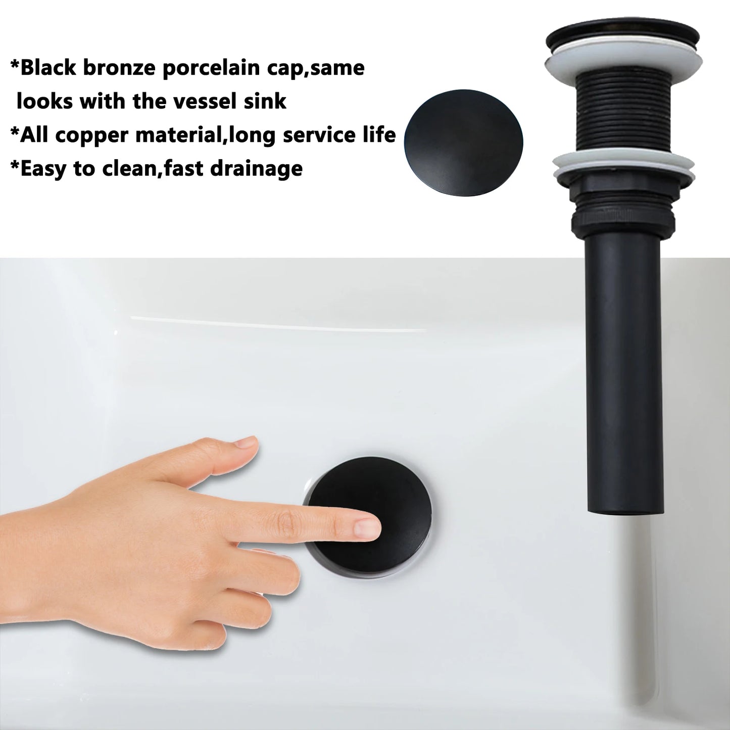 Ceramic White Vessel Sink with Black Trim