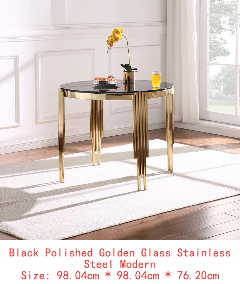 Rectangular Glass Top & Polished Gold Legs, Modern Style Table