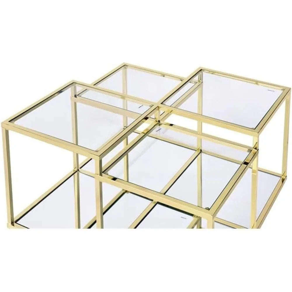 Glass Top Coffee Table with Metal Frame