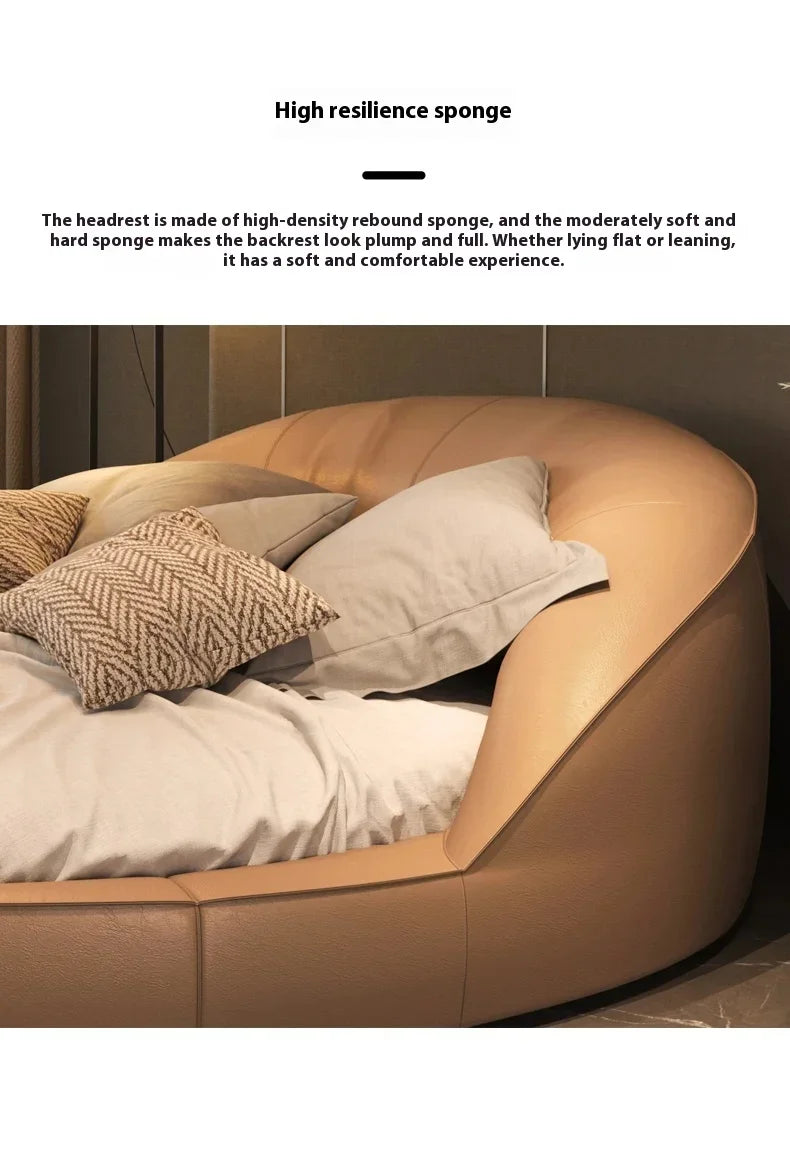 Light Luxury Cream Italian Minimalist Aesthetics Round Bed