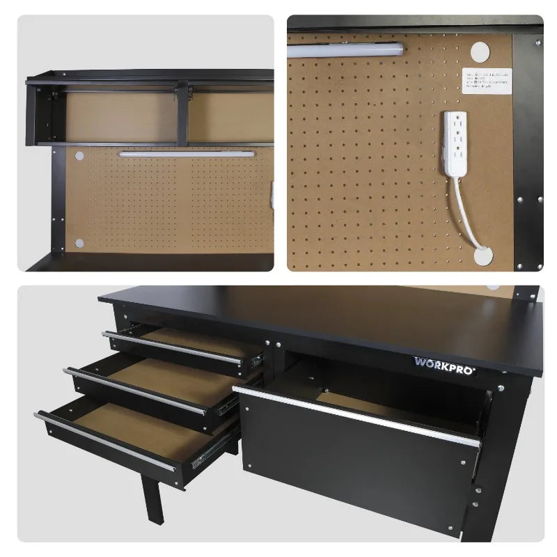 2-in-1 Workbench and Cabinet Combo with Light