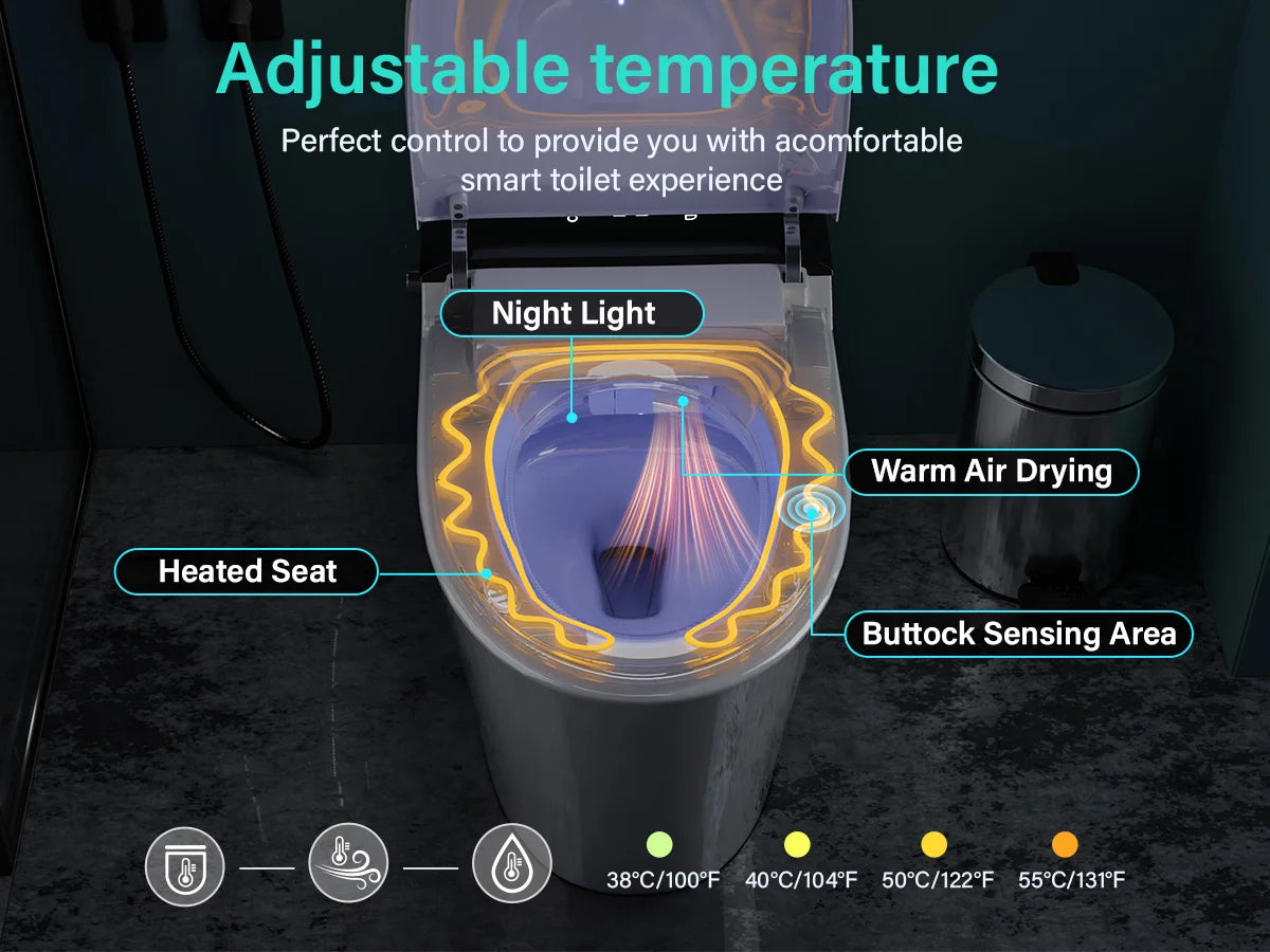 Elongated Smart Toilet with Foam Dispenser