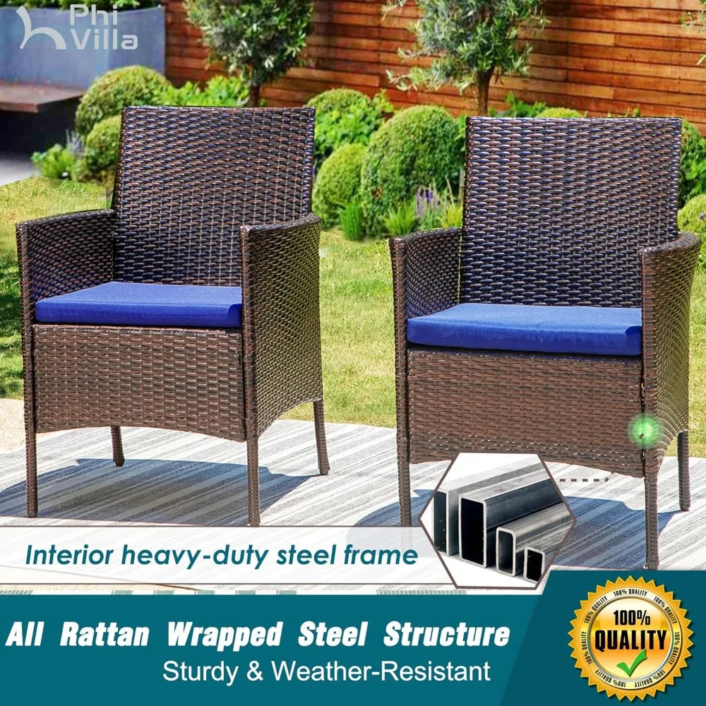 Patio Wicker Modern PE Rattan Armchair with Removable Cushions