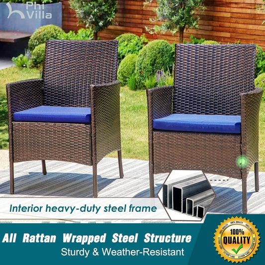 Patio Wicker Modern PE Rattan Armchair with Removable Cushions