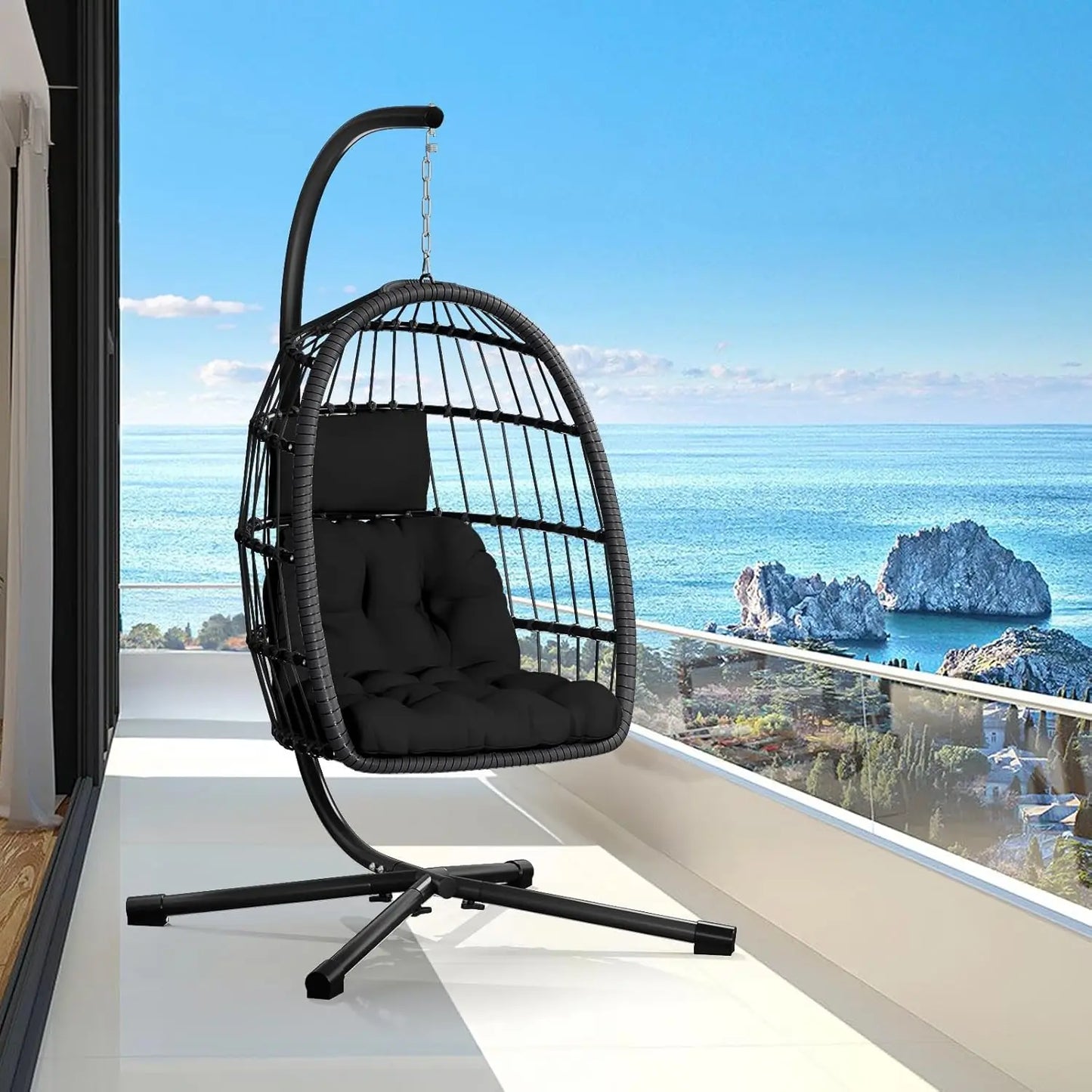 Rattan Wicker Hanging Swing Egg Chair