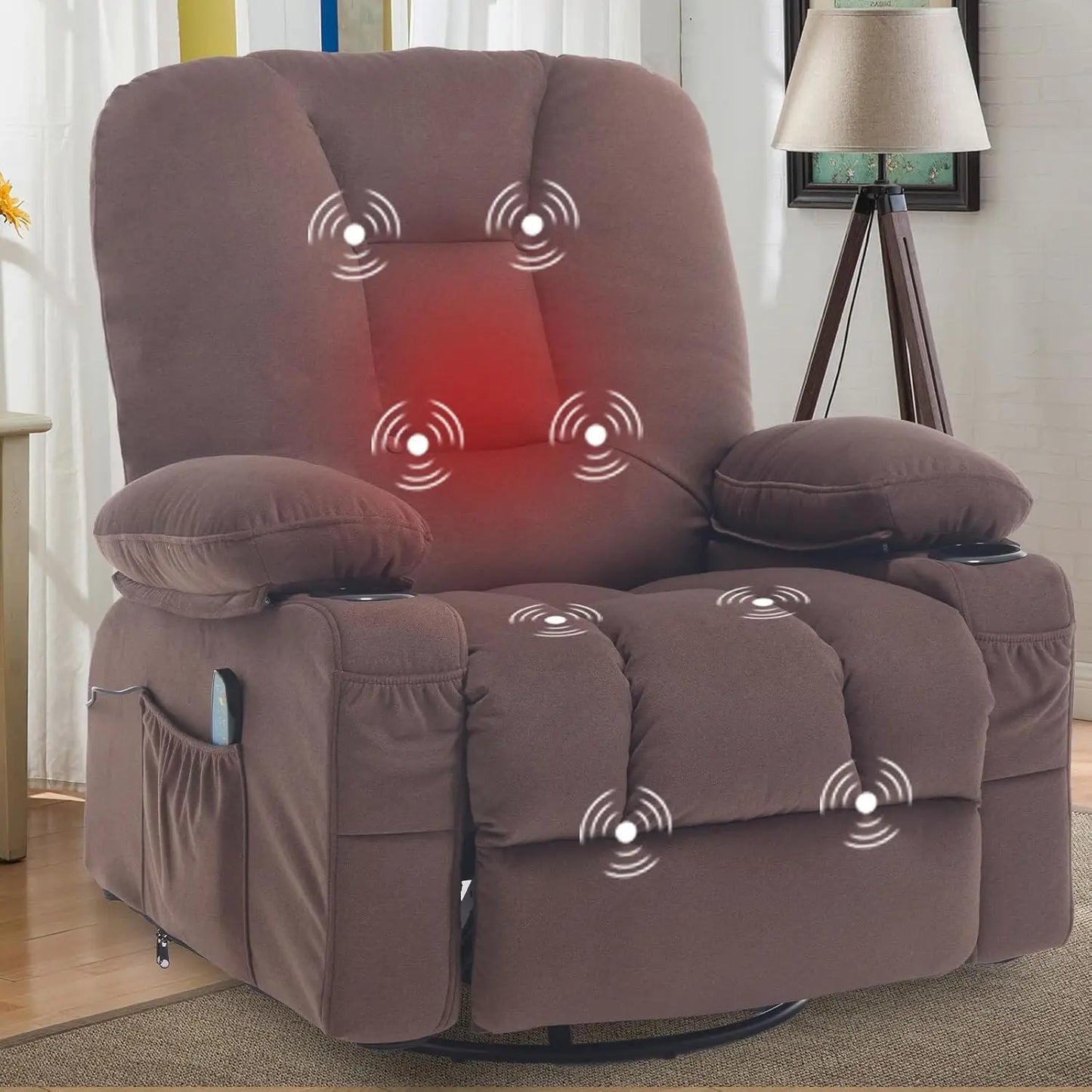 Rocker Swivel Recliner Chair with Massage and Heat