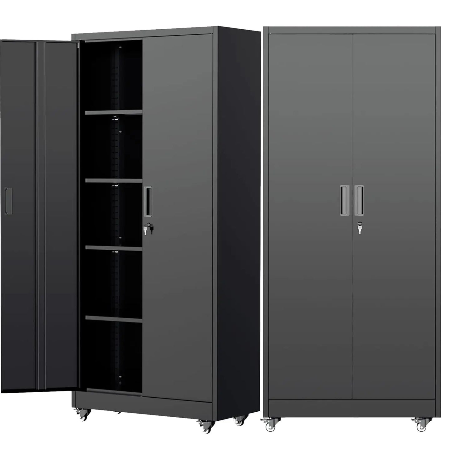 Garage Storage Cabinet with & Lockable Doors and Wheels