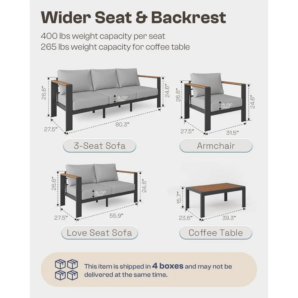 Aluminum Outdoor Patio Conversation Furniture Set