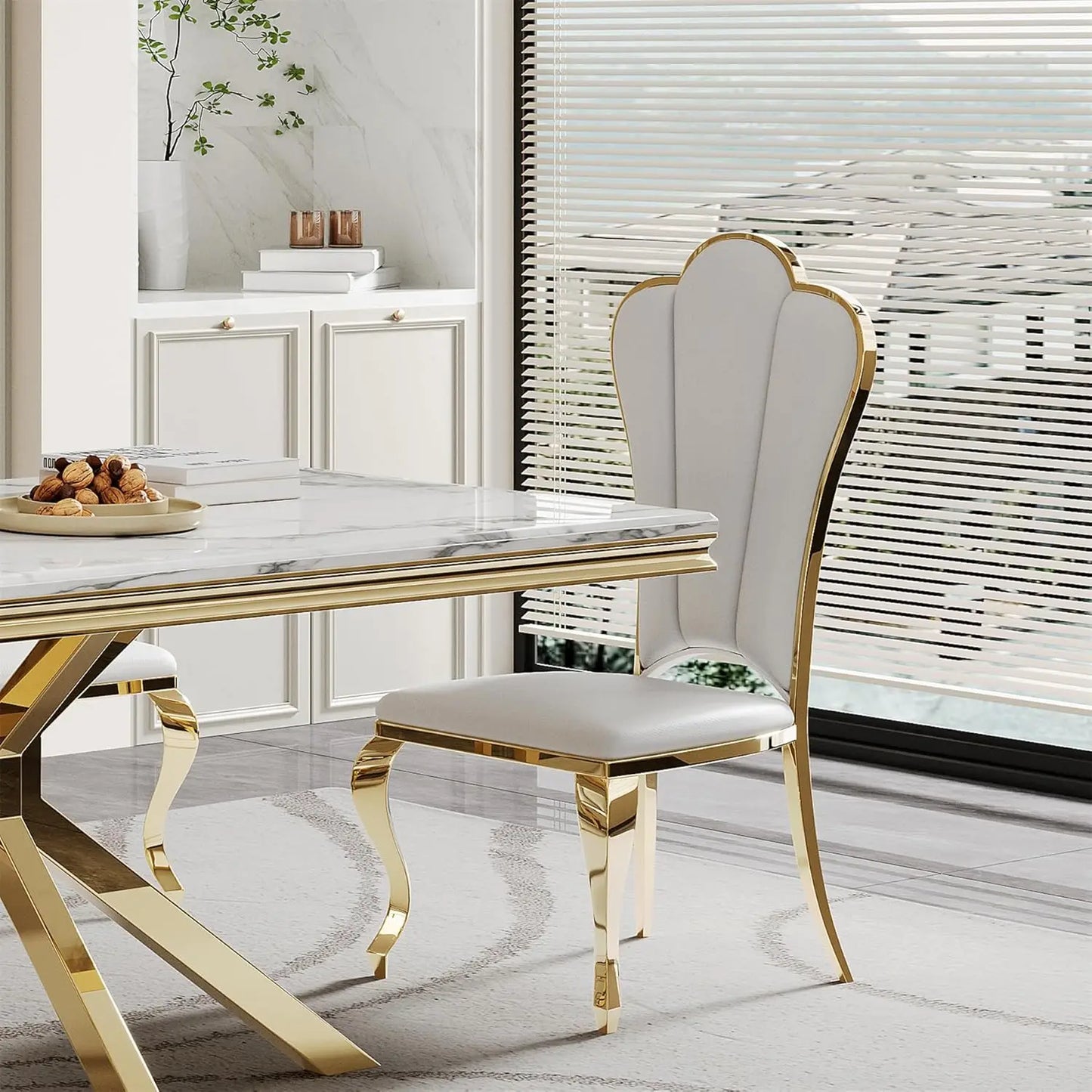 Modern Faux Marble Rectangular or Round Dining Table