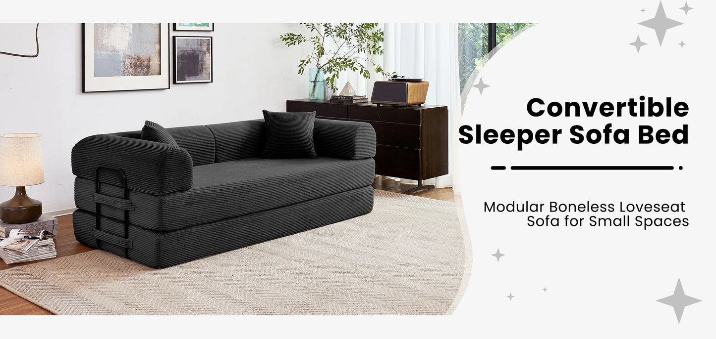 Boneless Couch Foldable Convertible Futon Sleeper Sofa Bed