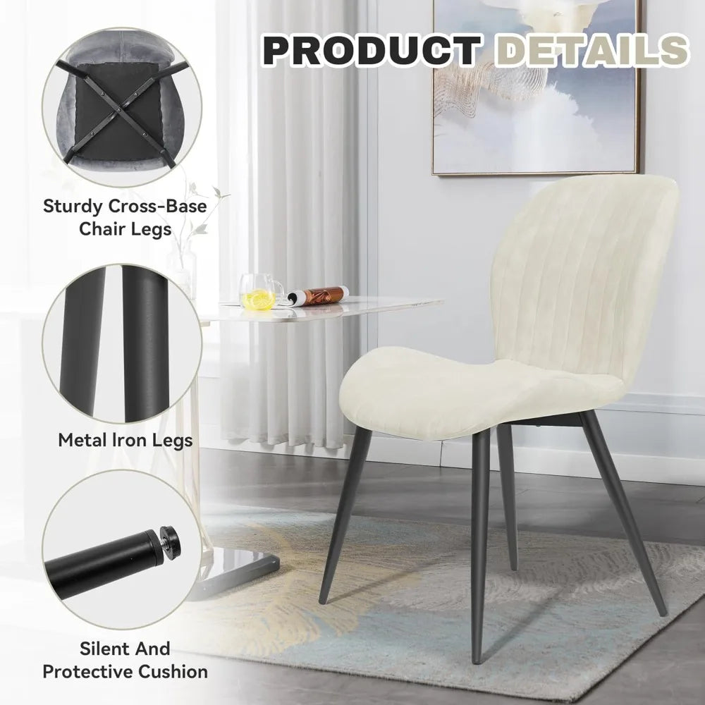 Upholstered Modern Fabric Dining Chairs with Thick Cushions