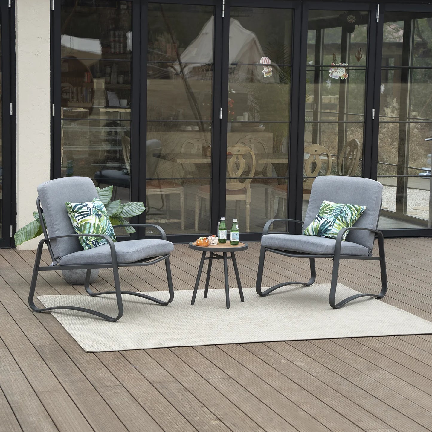 3 Piece Rocking Bistro Set with DPC Coffee Table